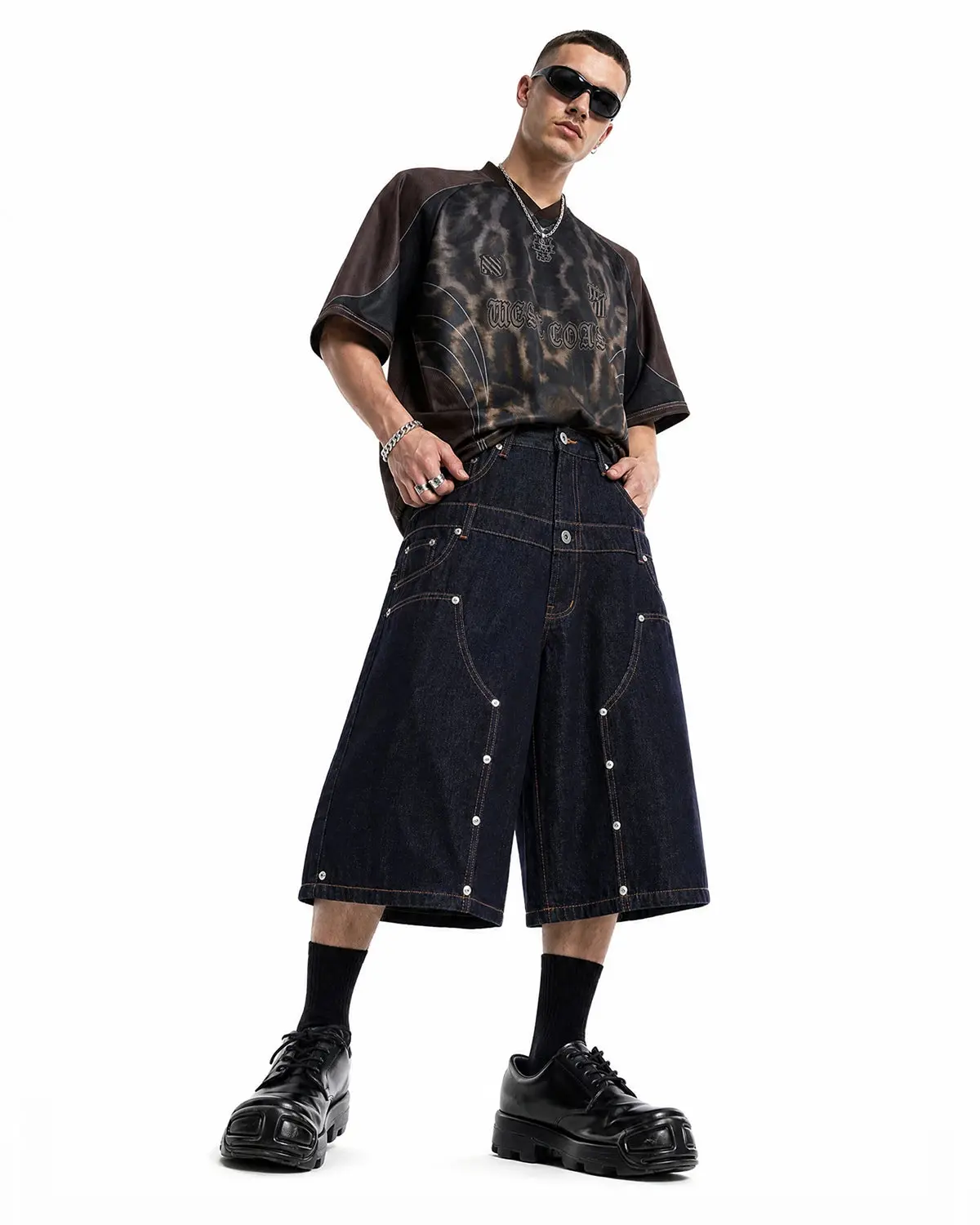 Double Waist Rivet Baggy Jorts | Inflation Streetwear - Image 4