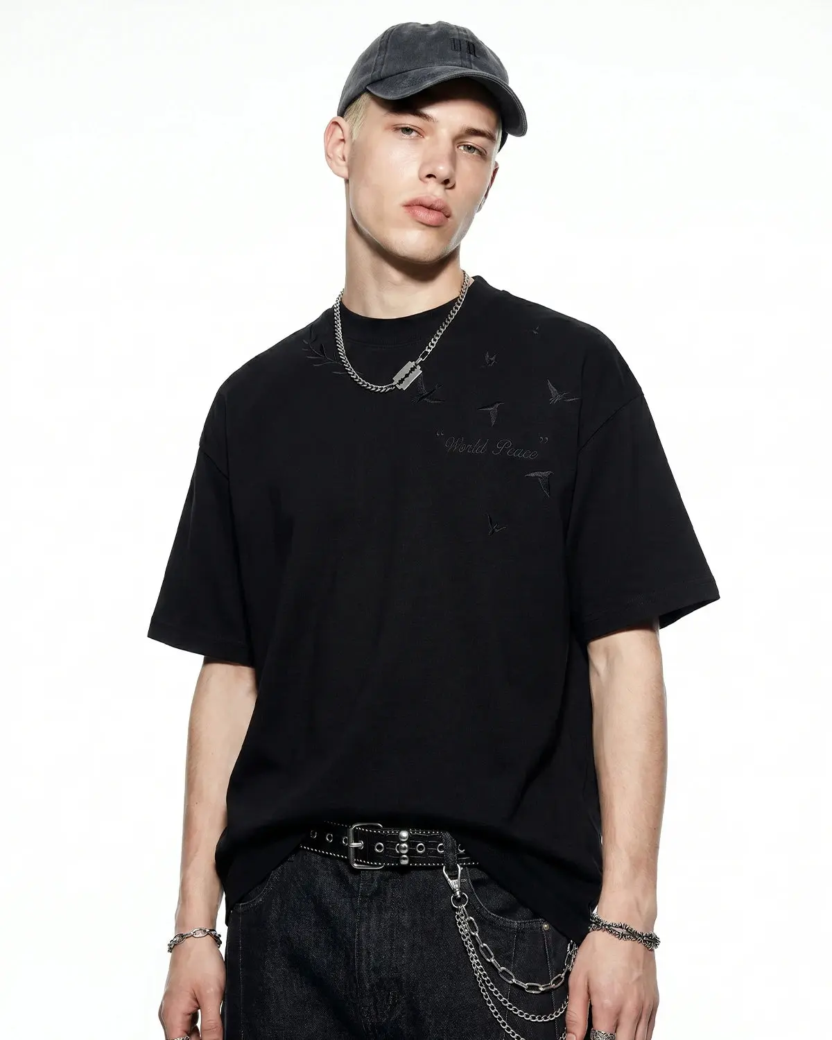 Dove Embroidered Mock Neck T-Shirt | Inflation Streetwear - Image 3