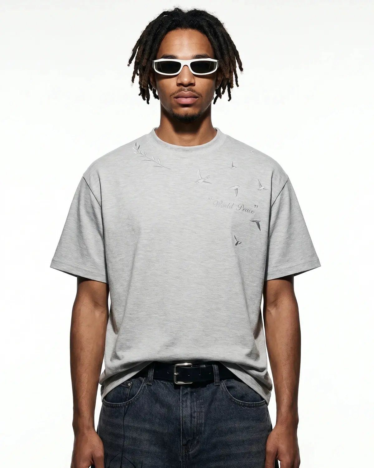 Dove Embroidered Mock Neck T-Shirt | Inflation Streetwear - Image 6