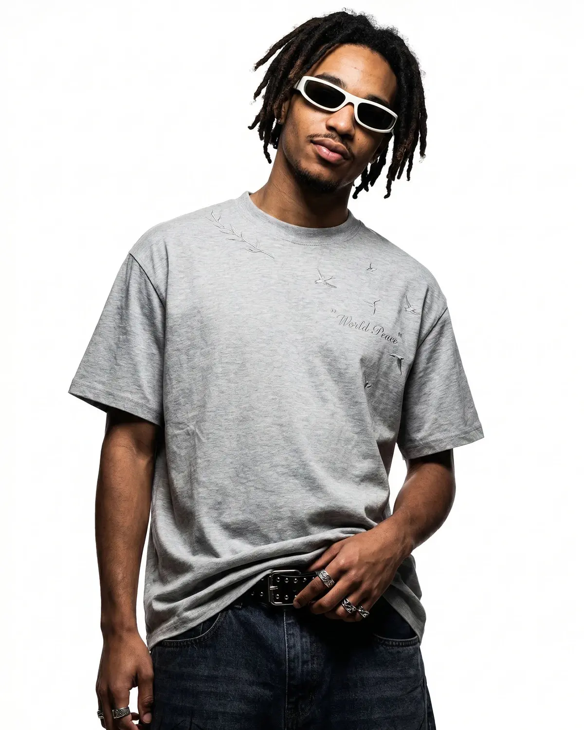 Dove Embroidered Mock Neck T-Shirt | Inflation Streetwear - Image 7