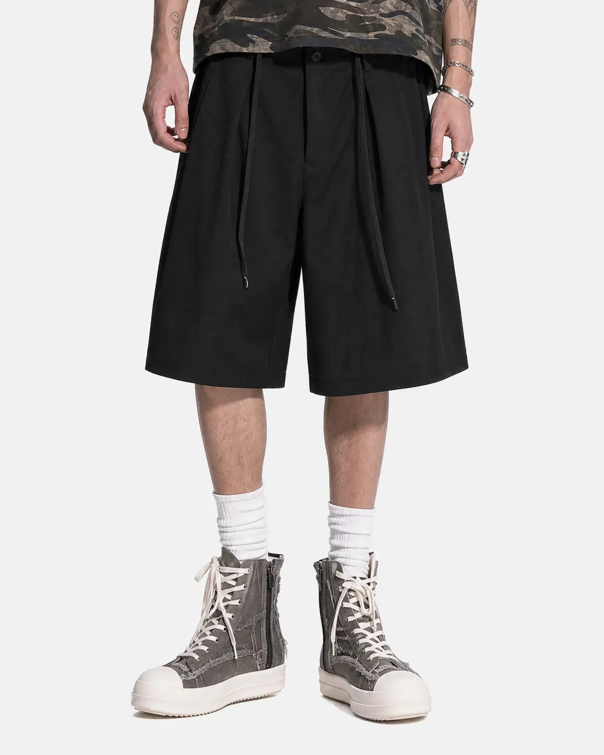 Drawstring Wide-Leg Tailored Shorts | Inflation Streetwear - Image 5