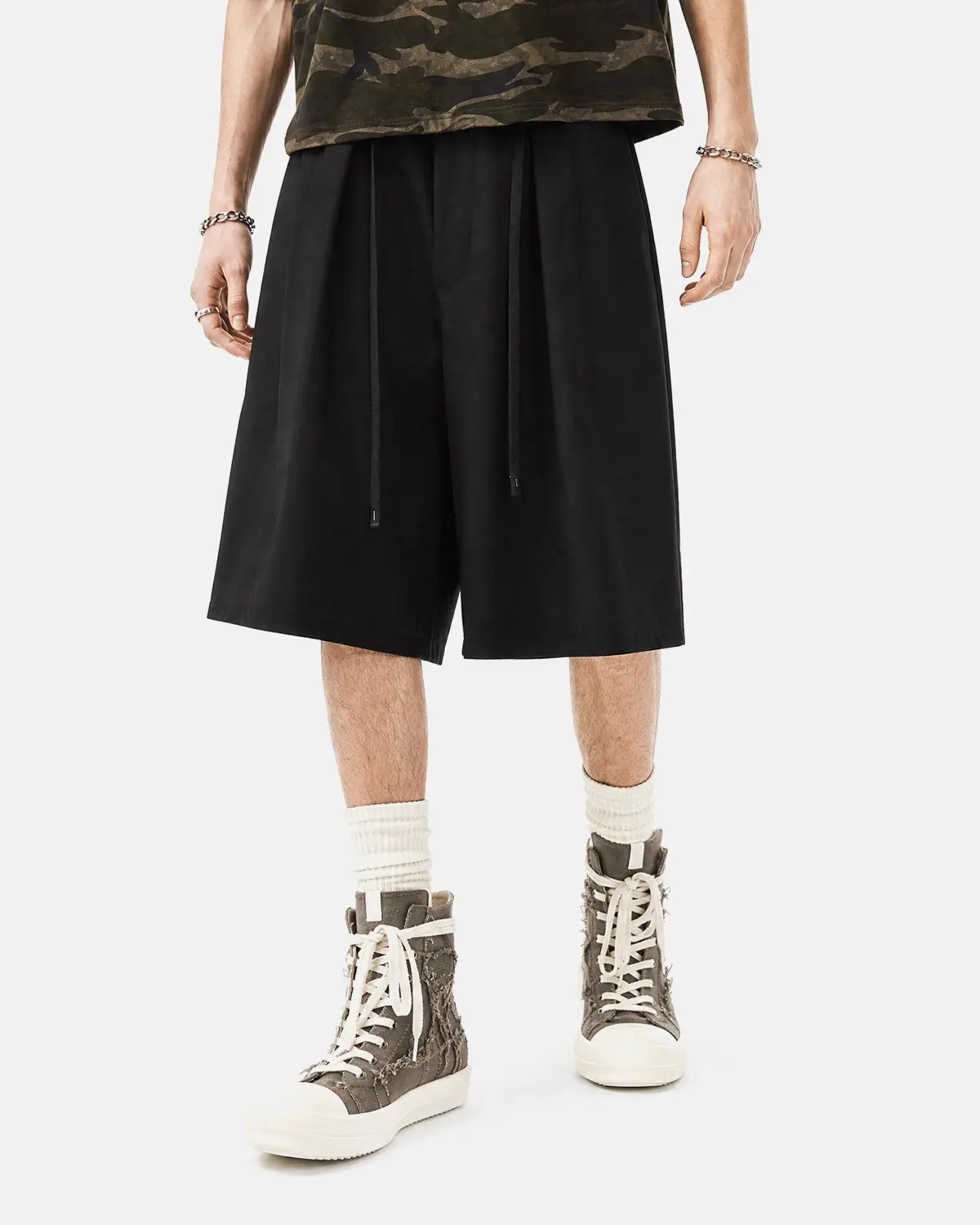 Drawstring Wide-Leg Tailored Shorts | Inflation Streetwear - Image 6
