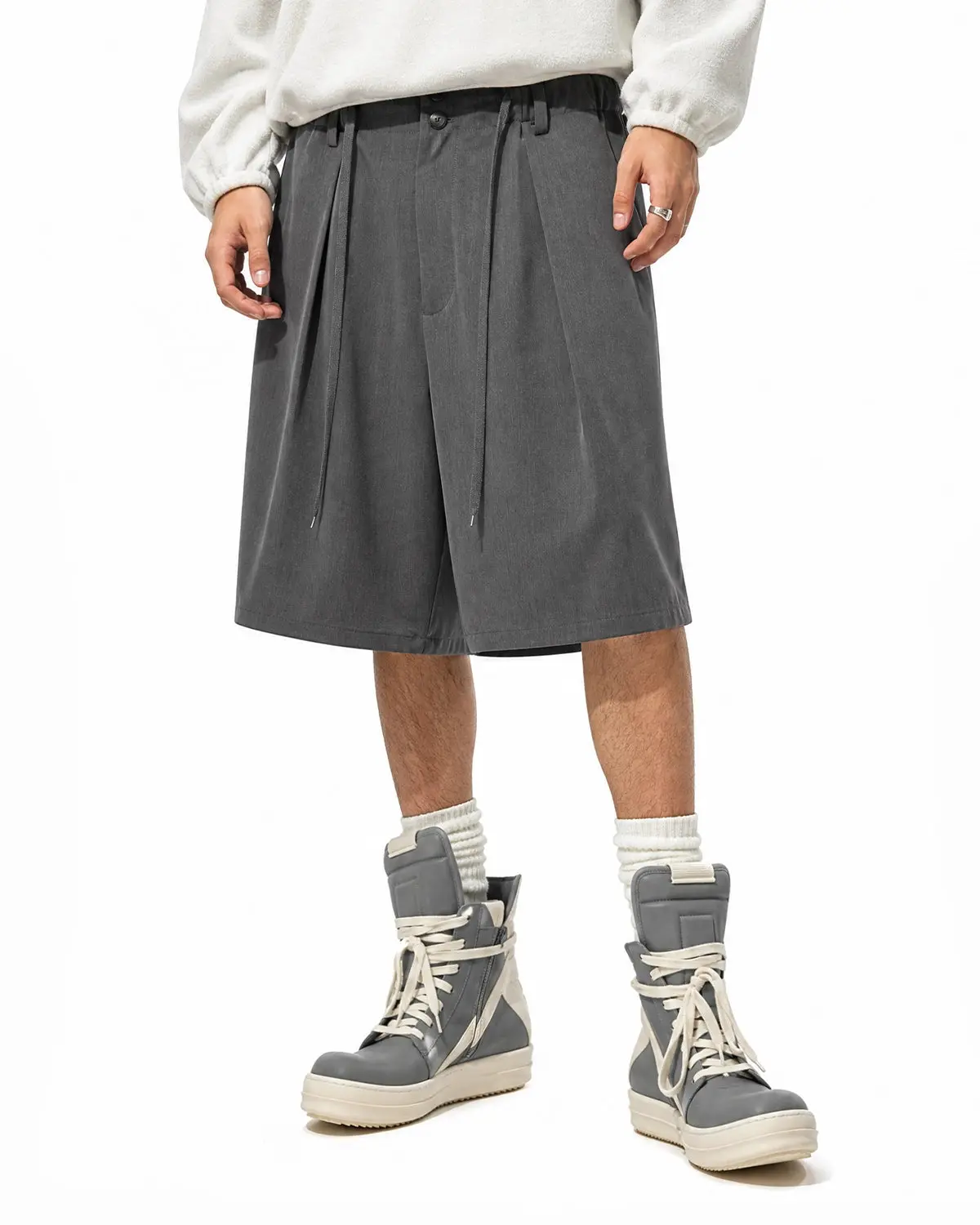 Drawstring Wide-Leg Tailored Shorts | Inflation Streetwear - Image 9