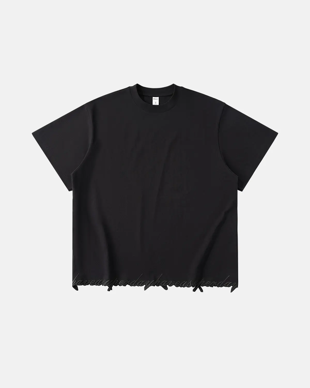 Embroidered Frayed Hem Oversized T-Shirt | Inflation Streetwear