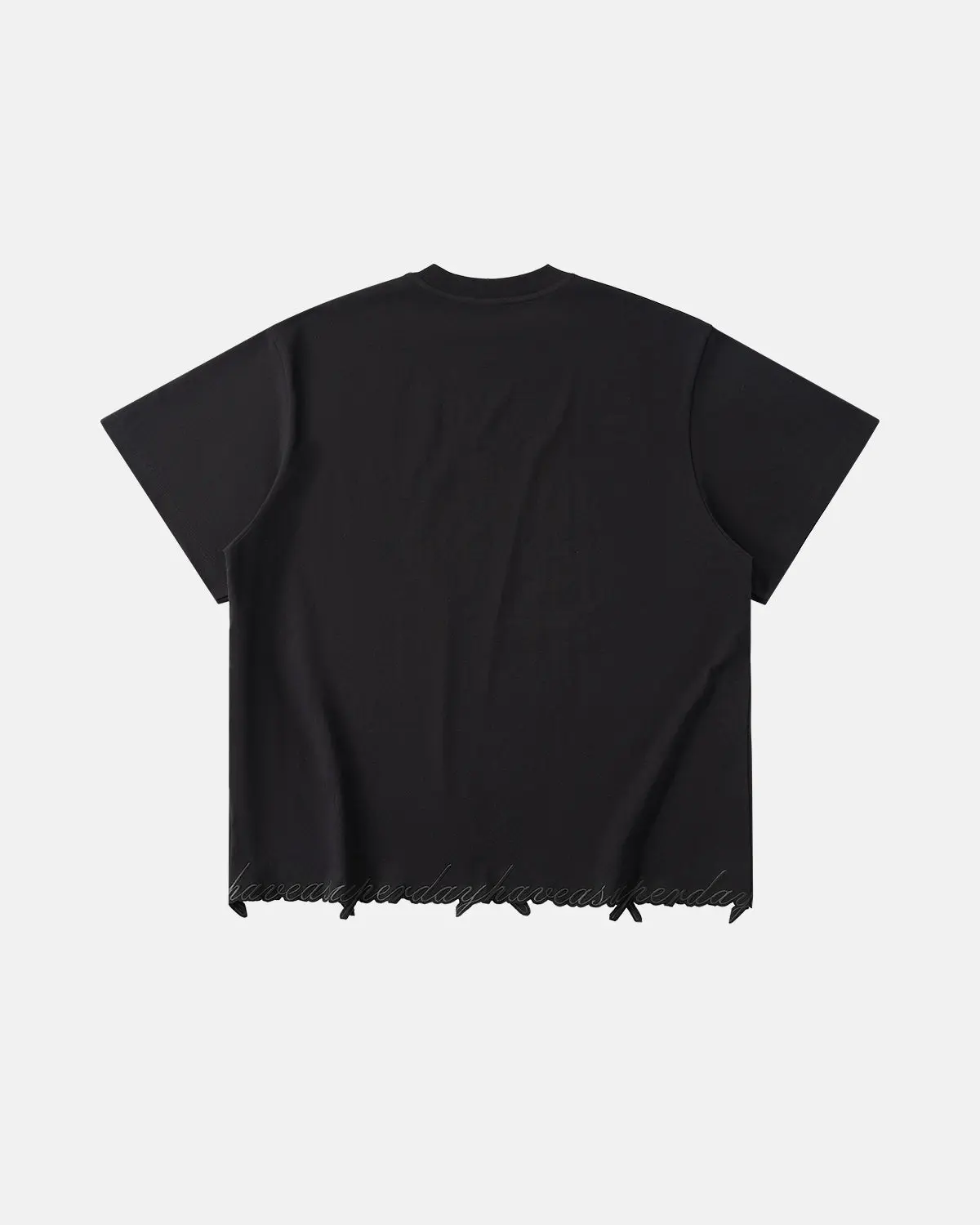 Embroidered Frayed Hem Oversized T-Shirt | Inflation Streetwear - Image 2