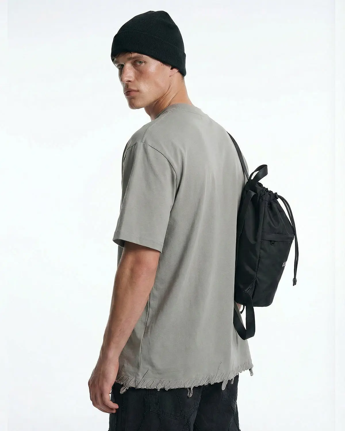 Embroidered Frayed Hem Oversized T-Shirt | Inflation Streetwear - Image 7