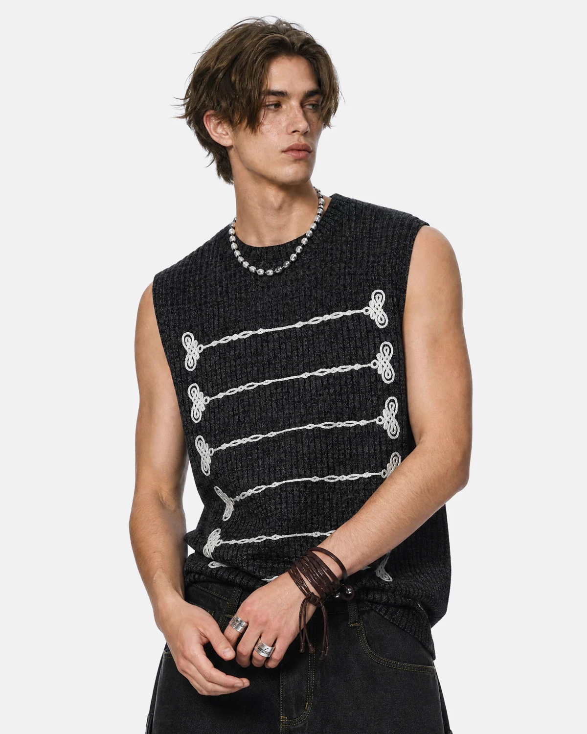 Embroidered Knit Tank Top | Inflation Streetwear - Image 2