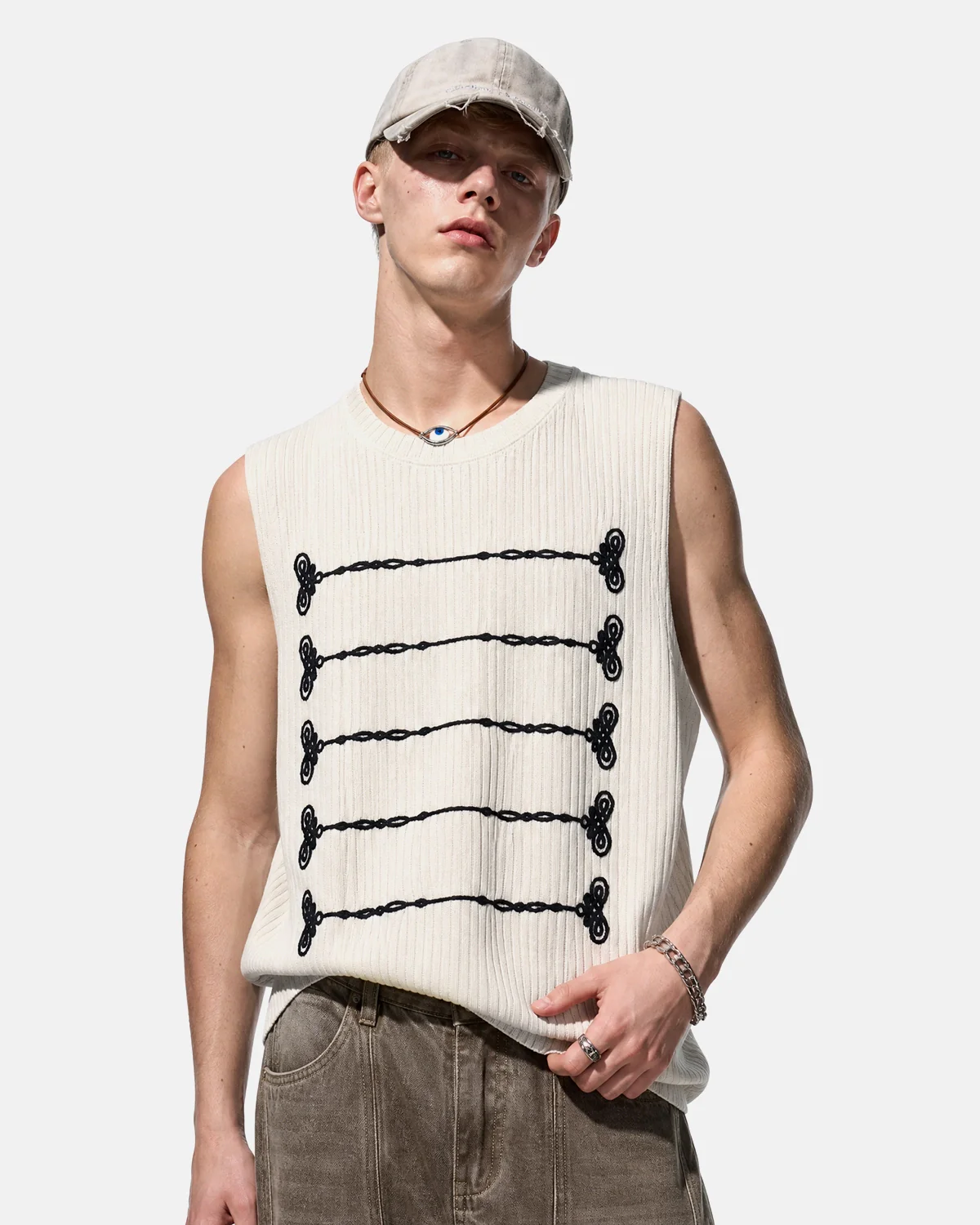 Embroidered Knit Tank Top | Inflation Streetwear - Image 5
