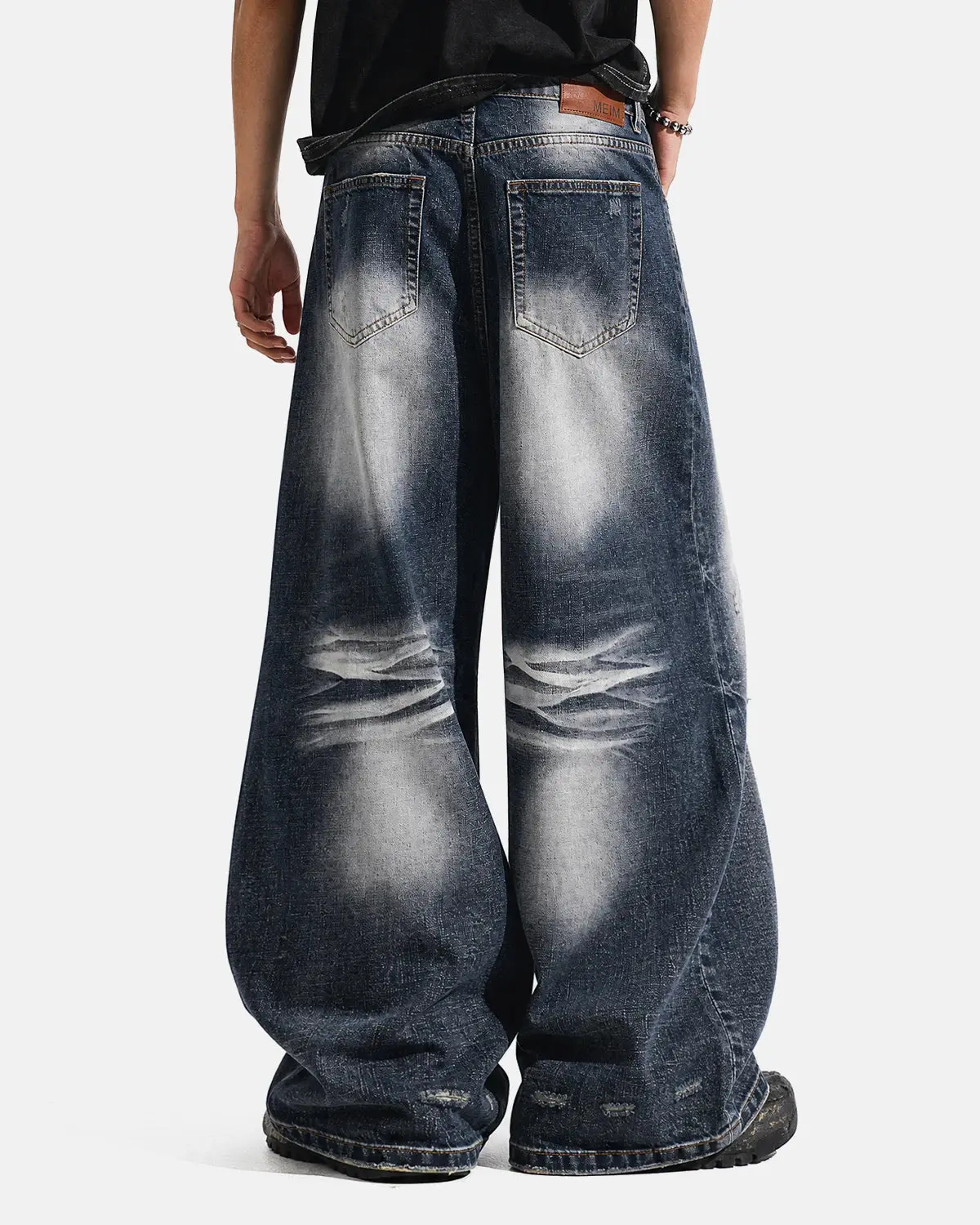 Faded Whisker Baggy Jeans | Inflation Streetwear - Image 3