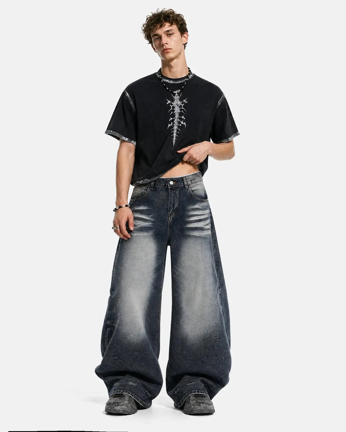 Faded Whisker Baggy Jeans | Inflation Streetwear - Image 5