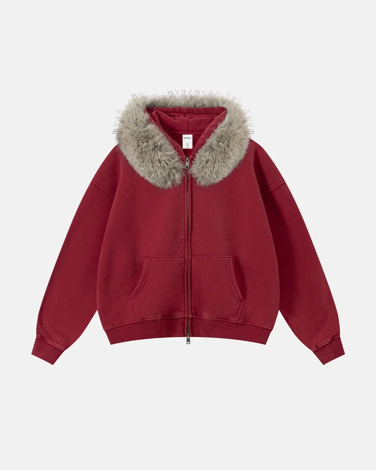Faux Fur Collar Acid Wash Zip Up Hoodies | Inflation Streetwear - Image 7
