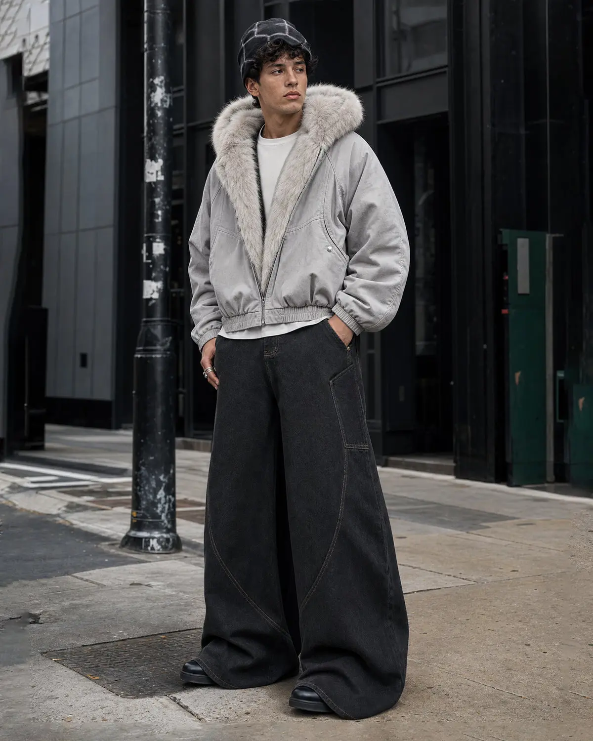 Faux Fur Lined Bomber Hooded Jacket | Inflation Streetwear - Image 4