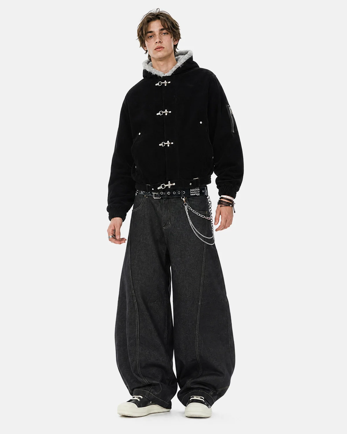 Faux Fur Lined Clasp Bomber Jacket | Inflation Streetwear - Image 3