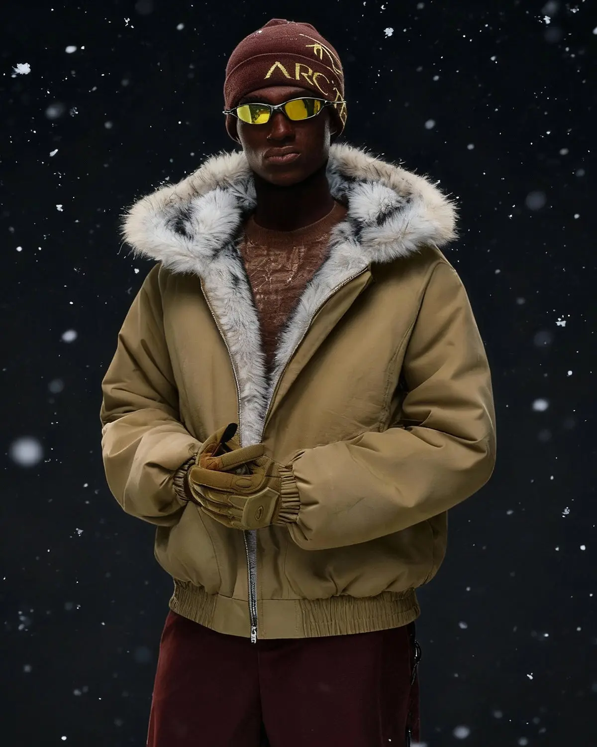 Faux Fur Lined Padded Bomber Jacket | Inflation Streetwear - Image 10