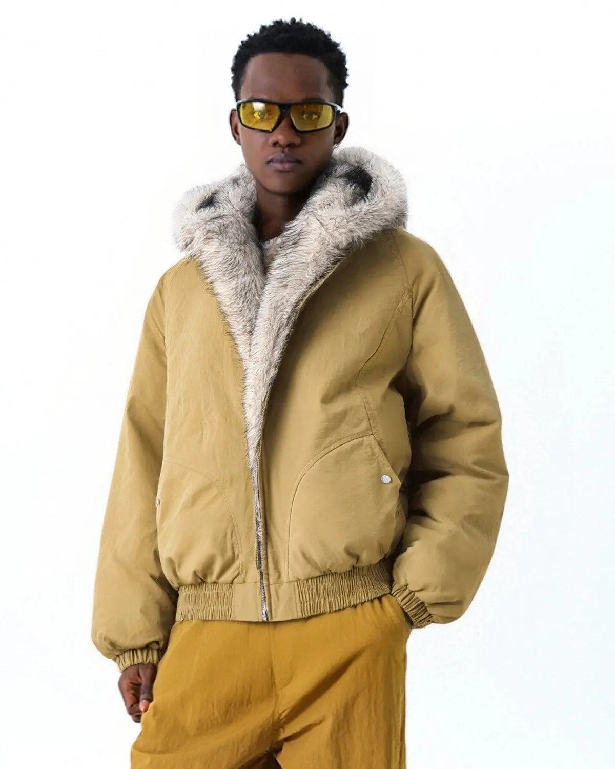Faux Fur Lined Padded Bomber Jacket | Inflation Streetwear - Image 12