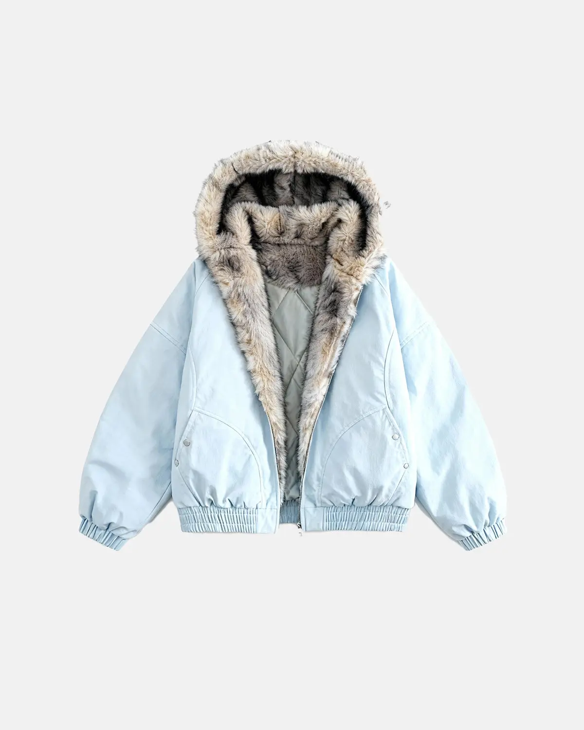 Faux Fur Lined Padded Bomber Jacket | Inflation Streetwear - Image 5