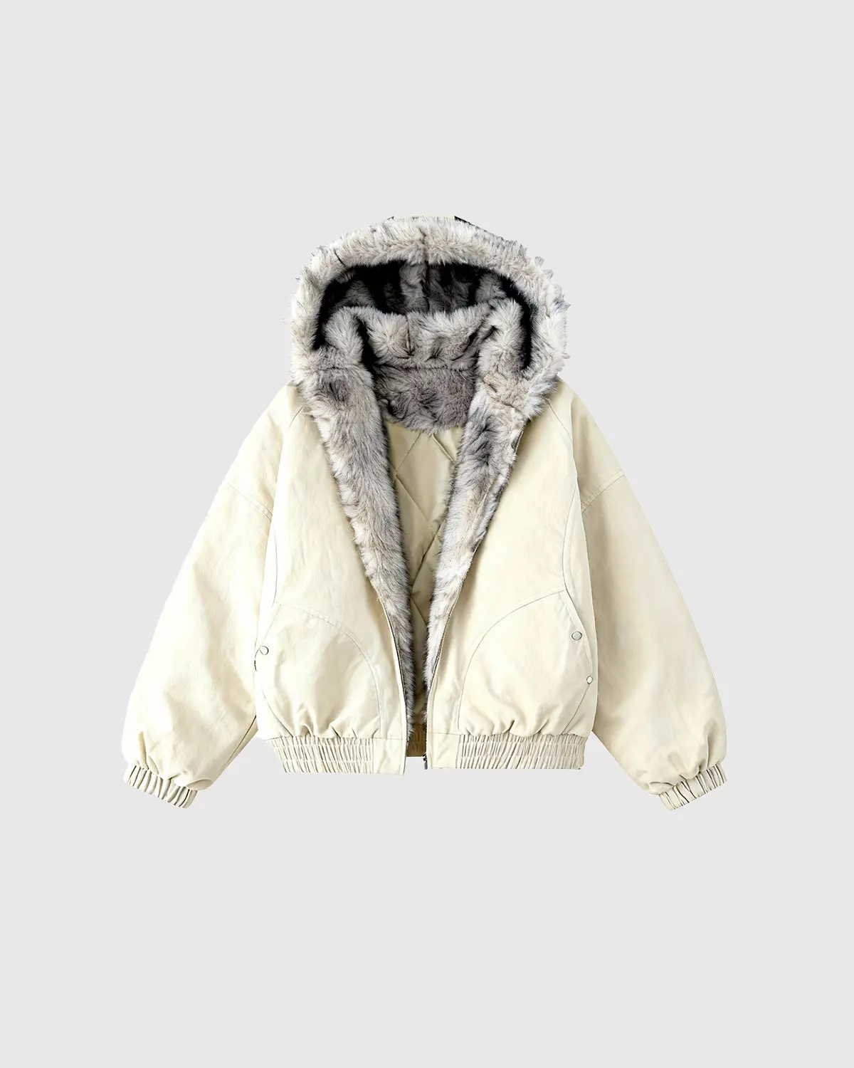 Faux Fur Lined Padded Bomber Jacket | Inflation Streetwear - Image 7
