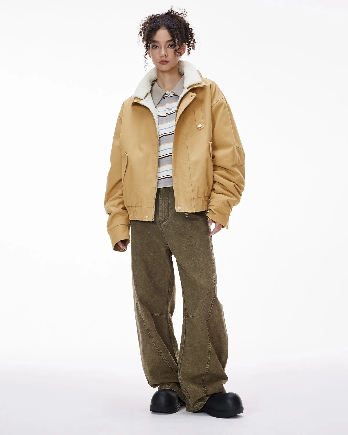 Faux Shearling Lining Lambswool Jacket | Inflation Streetwear - Image 13
