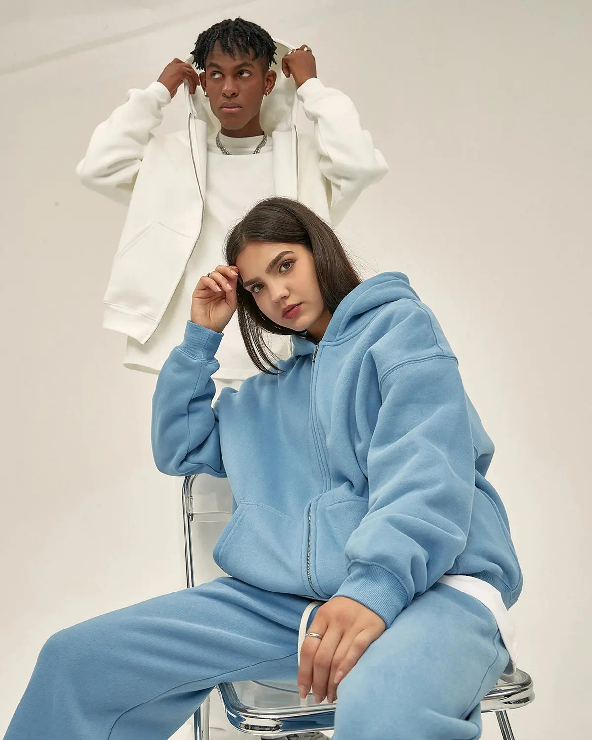 Fleece Double Zip Up Hoodies | Inflation Streetwear - Image 5