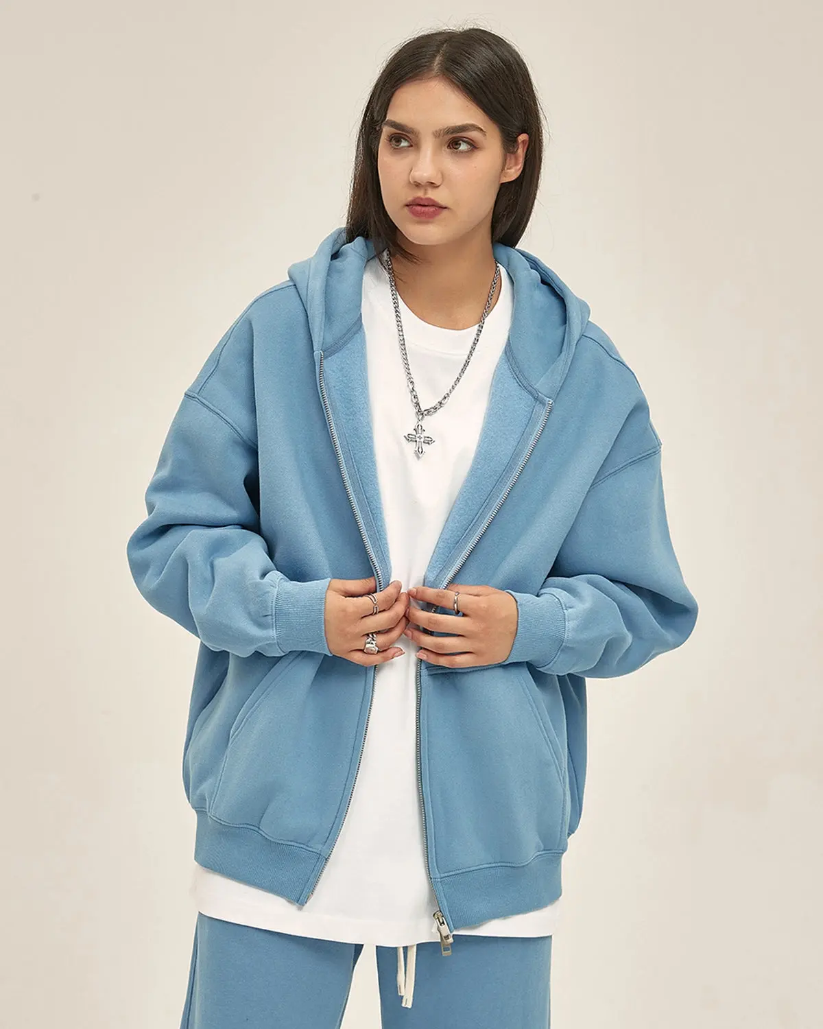 Fleece Double Zip Up Hoodies | Inflation Streetwear - Image 6