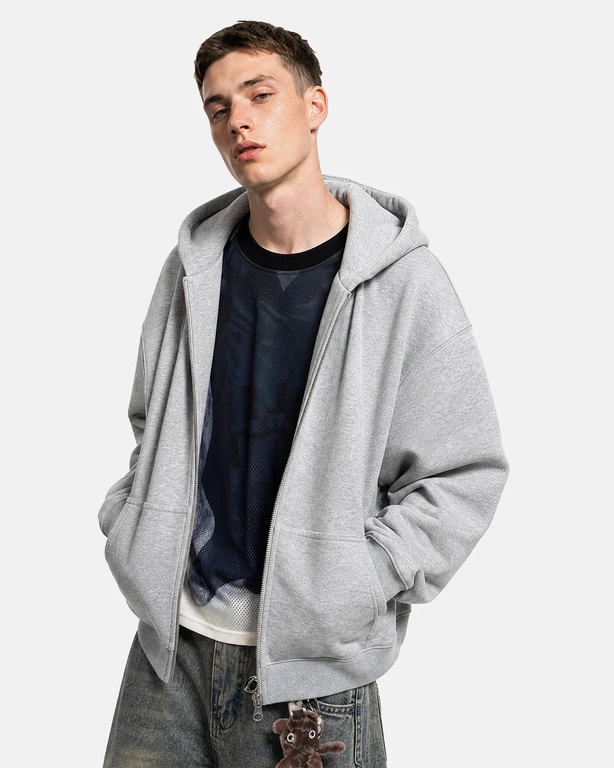 Fleece Zip-Up Oversized Hoodies | Inflation Streetwear - Image 3