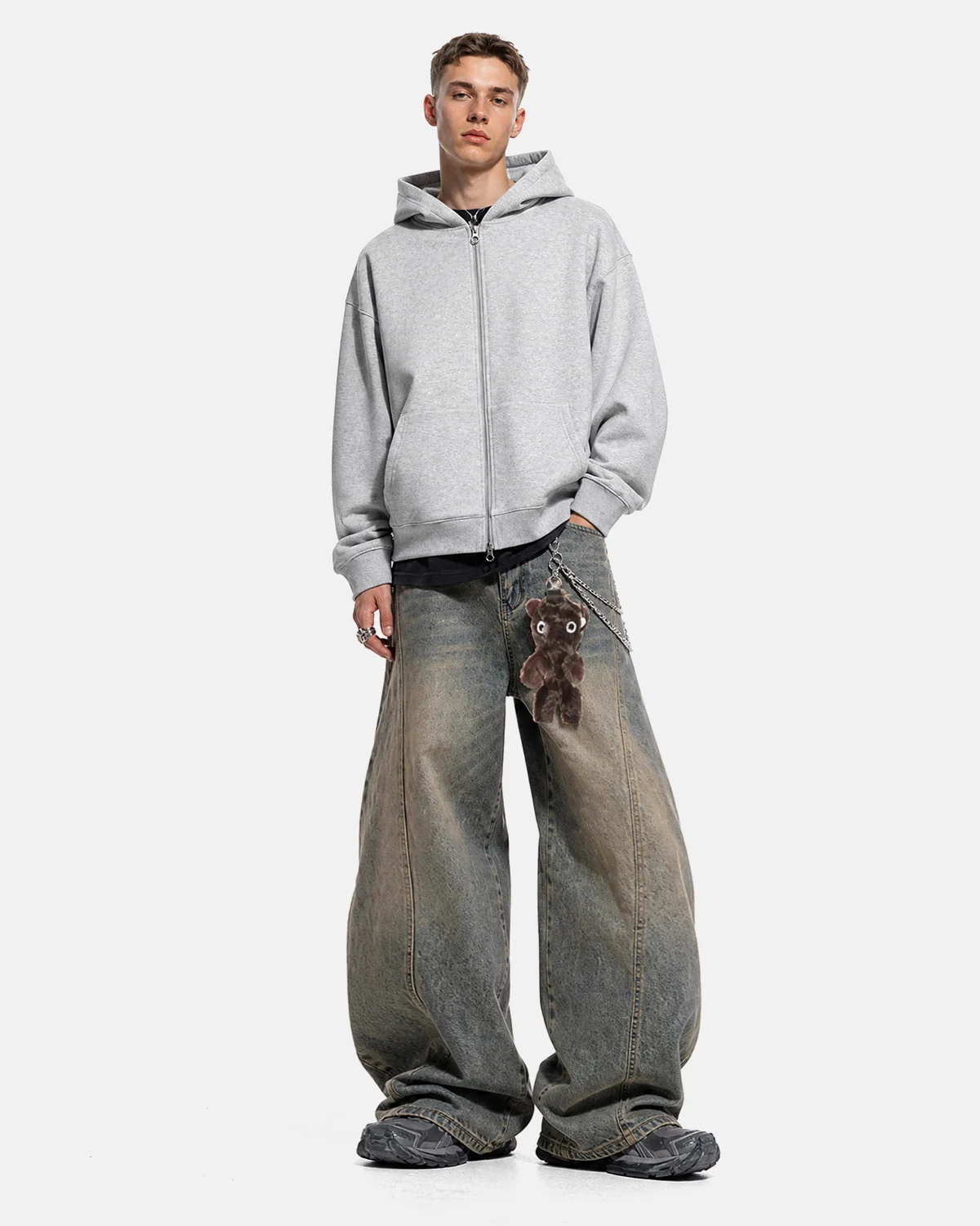 Fleece Zip-Up Oversized Hoodies | Inflation Streetwear - Image 5