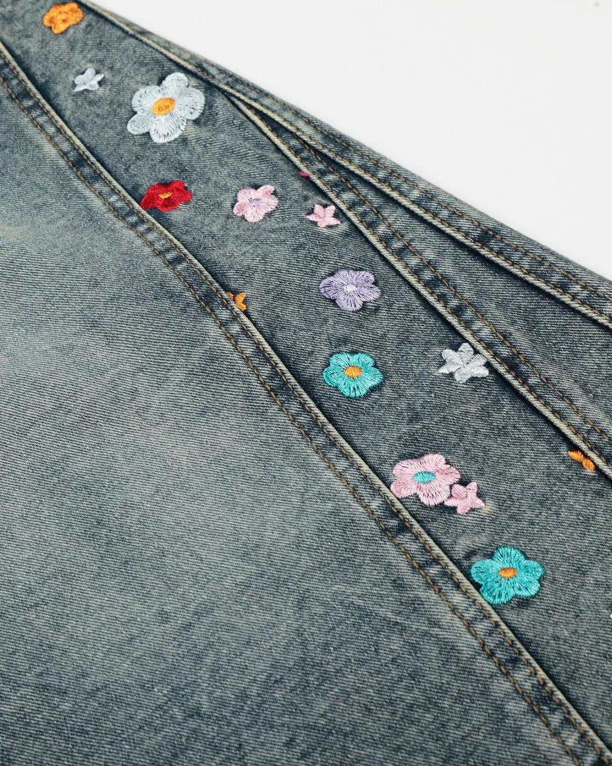 Floral Embroidered Long Baggy Jorts | Inflation Streetwear - Image 6