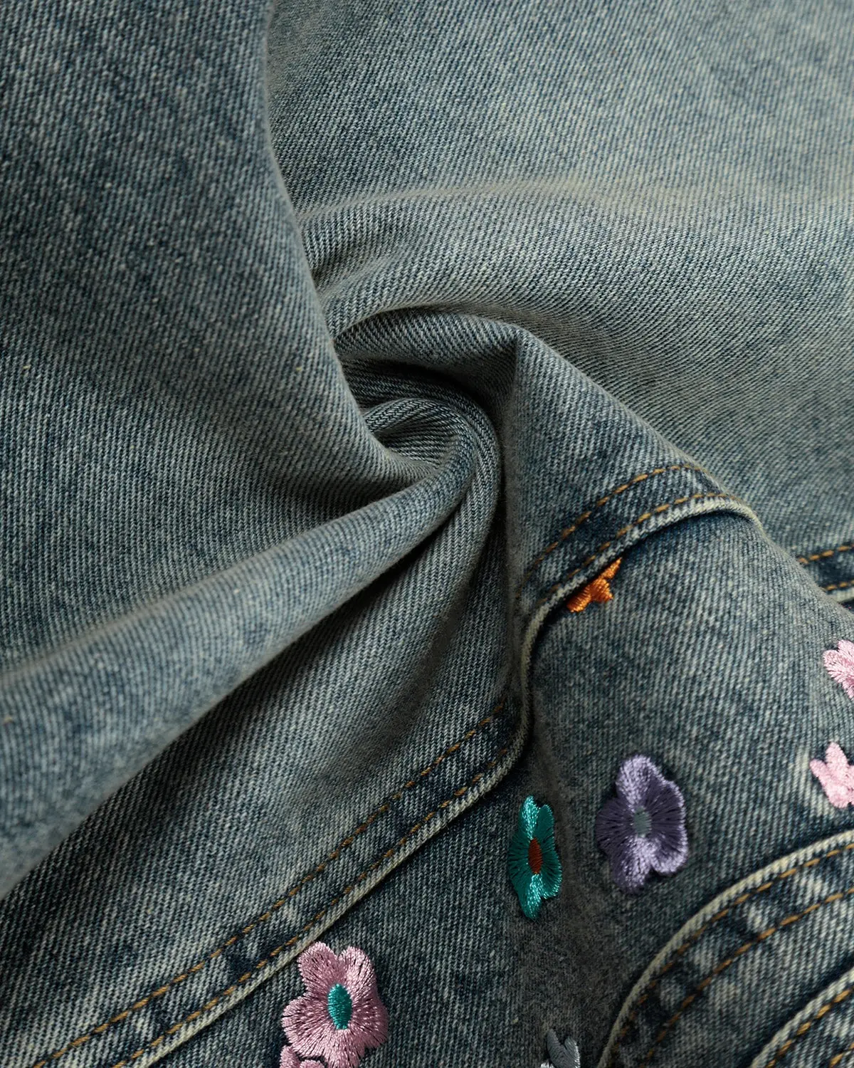 Floral Embroidered Long Baggy Jorts | Inflation Streetwear - Image 8