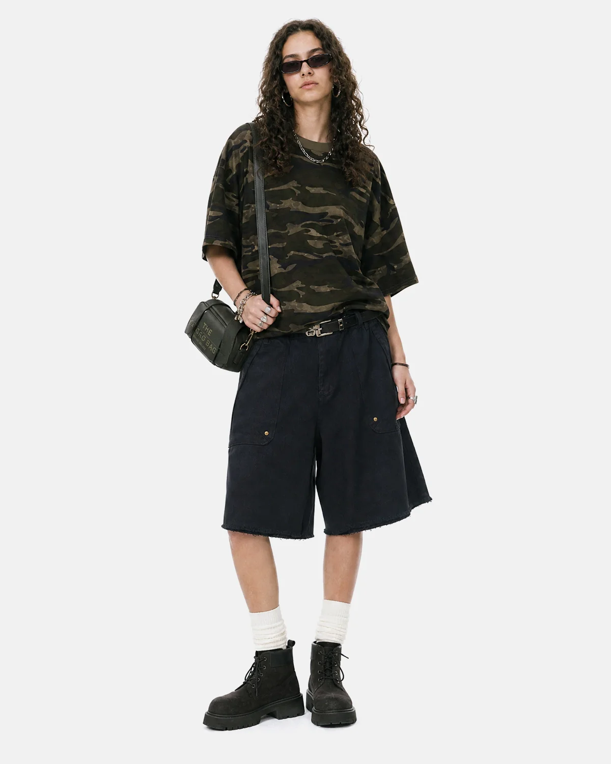 Frayed Hem Camo Knee-Length Shorts | Inflation Streetwear - Image 5