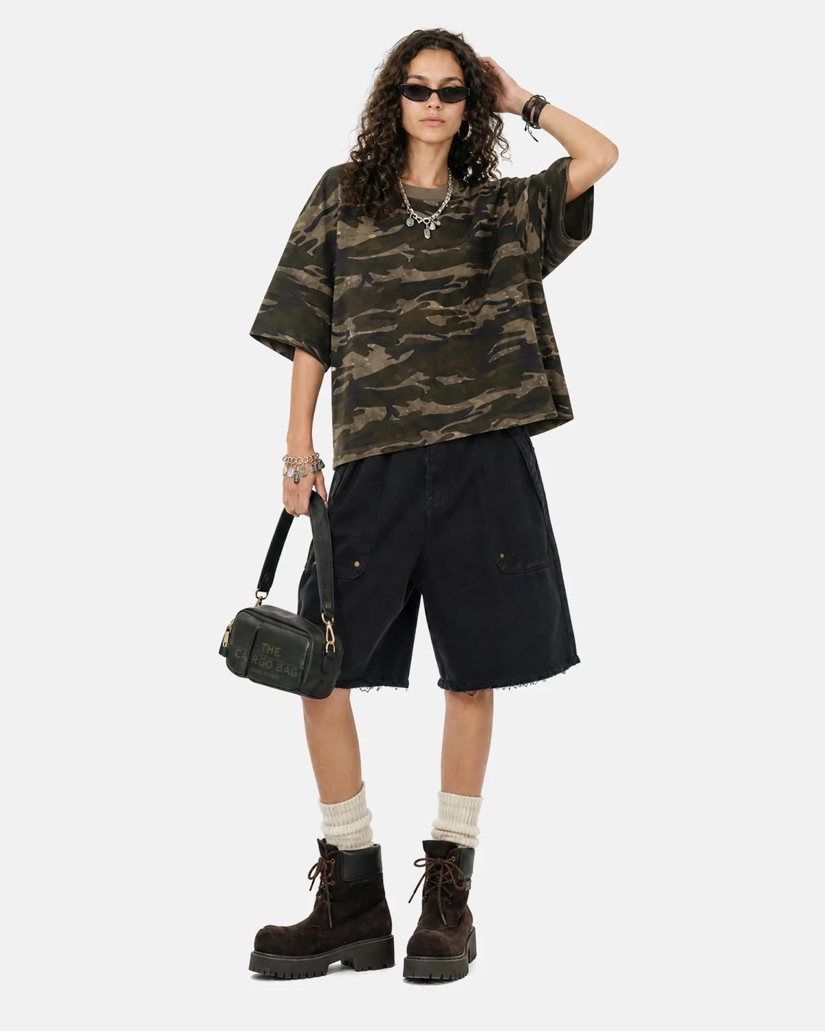Frayed Hem Camo Knee-Length Shorts | Inflation Streetwear - Image 7