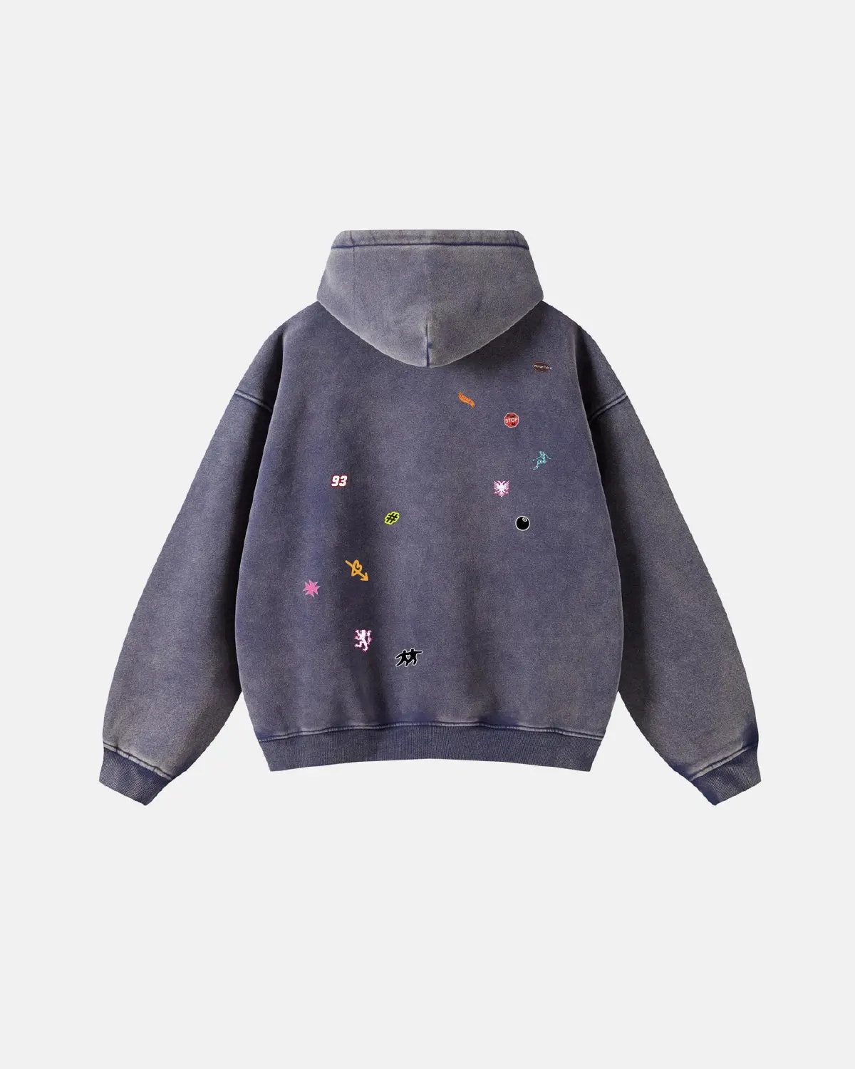 Funny Stickers Distressed Zip Up Hoodies | Inflation Streetwear - Image 2