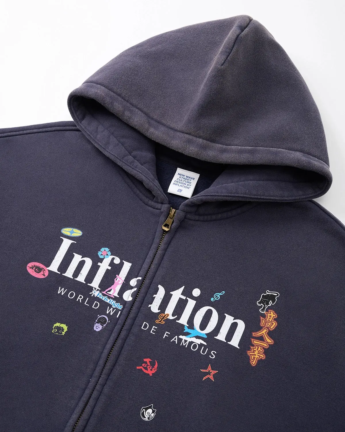 Graphic Acid Washed Zip Up Hoodies | Inflation Streetwear - Image 5