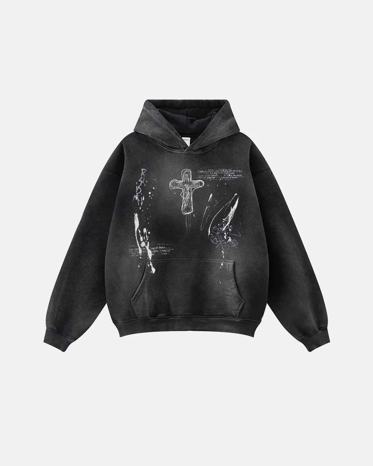 Graffiti Print Acid Washed Fleece Hoodies | Inflation Streetwear - Image 3