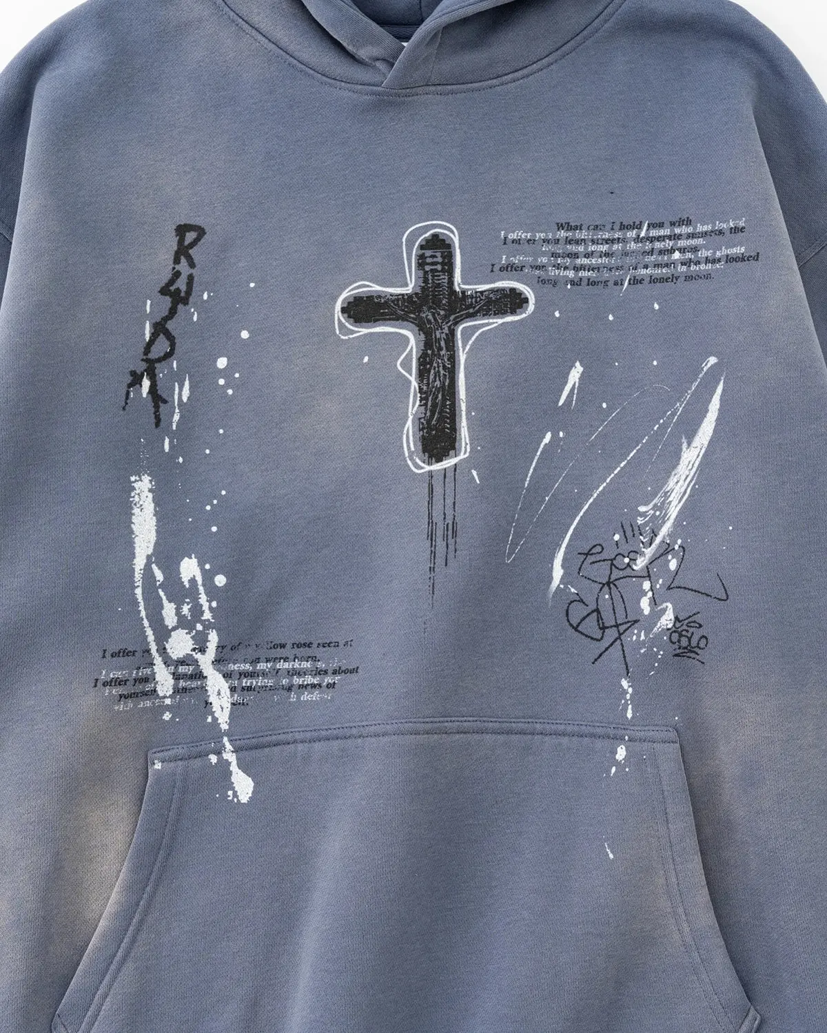 Graffiti Print Acid Washed Fleece Hoodies | Inflation Streetwear - Image 6