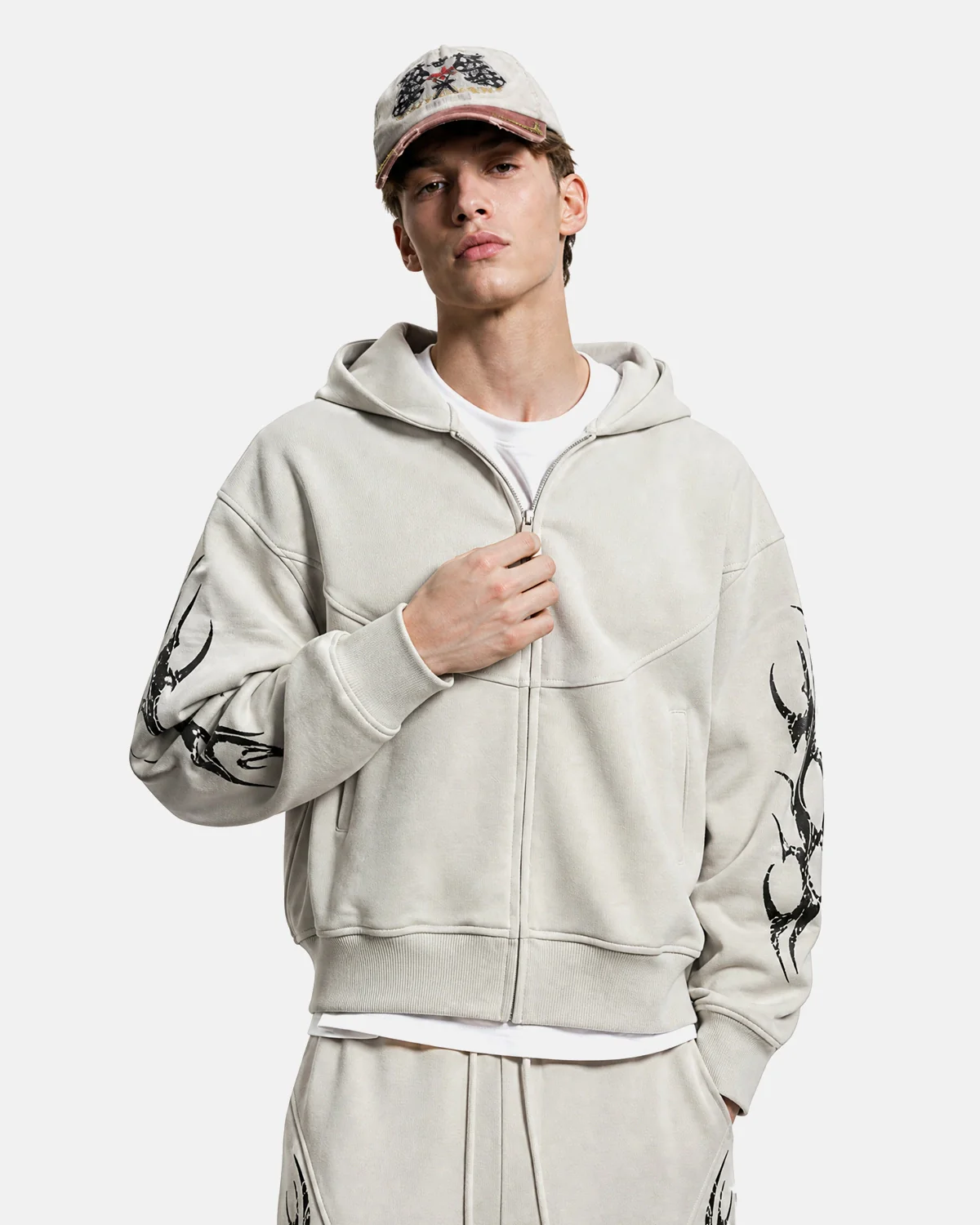 Graphic Boxy Zip Up Hoodies  | Inflation Streetwear - Image 3