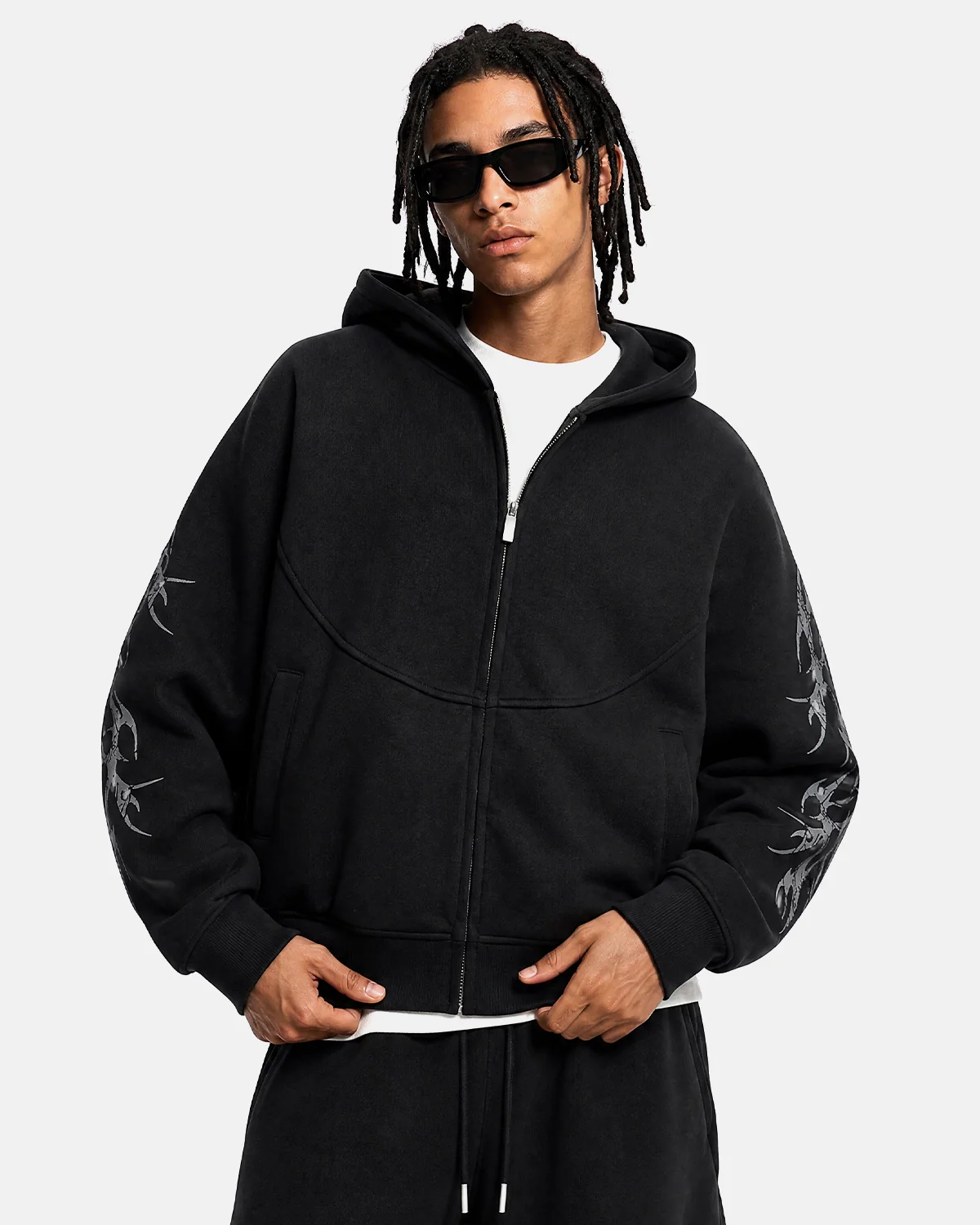 Graphic Boxy Zip Up Hoodies  | Inflation Streetwear - Image 4