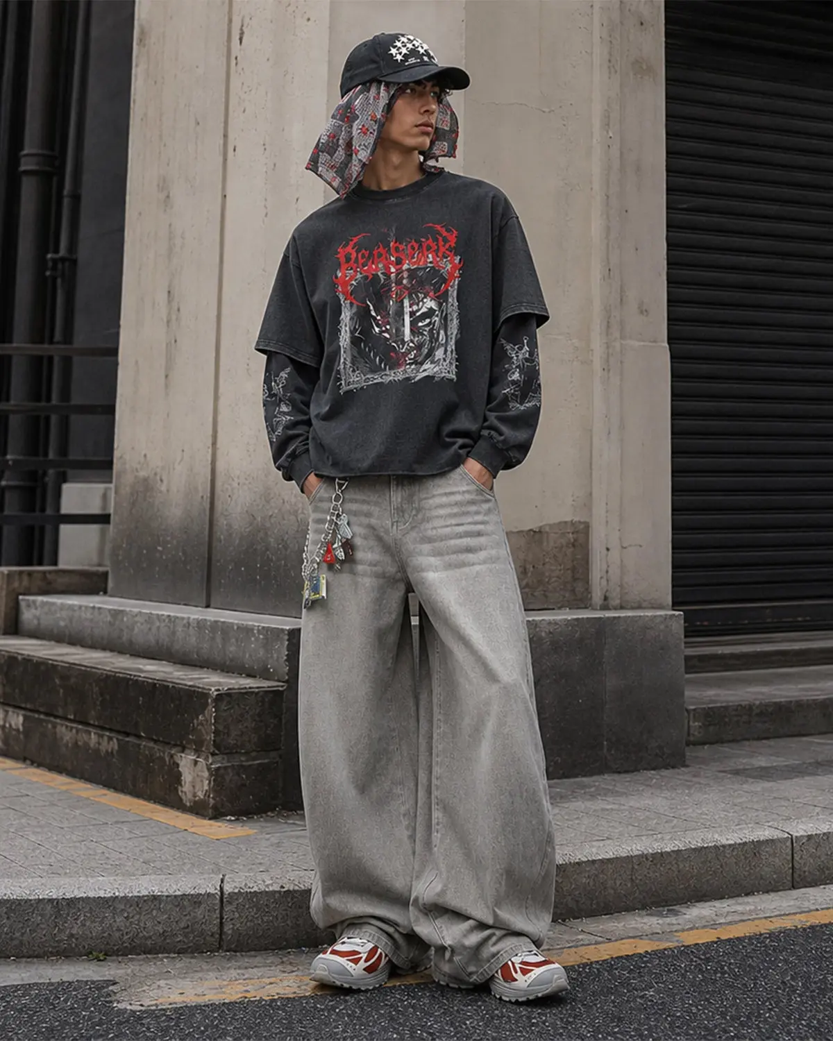 Graphic Distressed Acid Wash Layered Tshirts | Inflation Streetwear - Image 3
