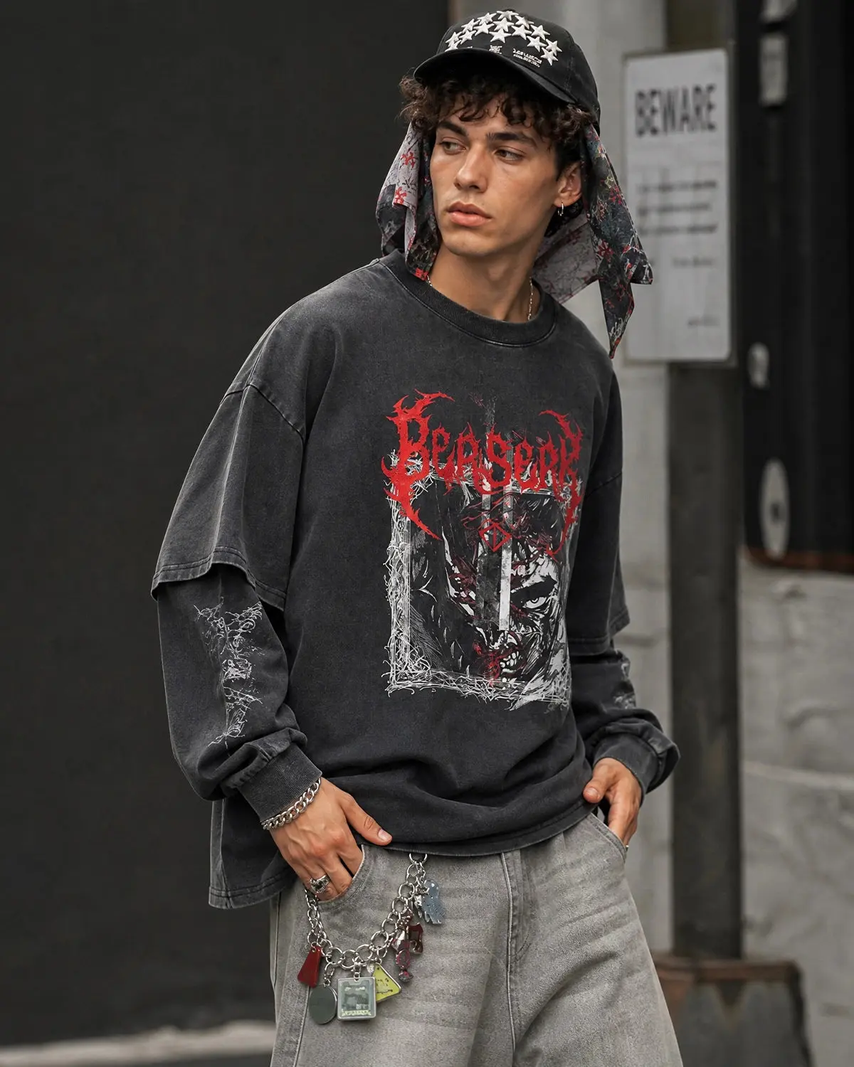 Graphic Distressed Acid Wash Layered Tshirts | Inflation Streetwear - Image 6