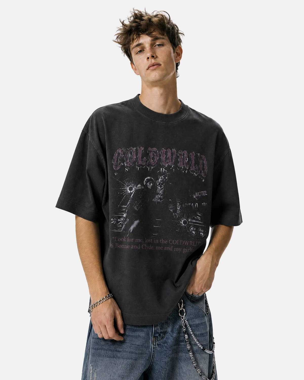 Black Washed Gothic Graphic T-Shirt | Inflation Streetwear - Image 3