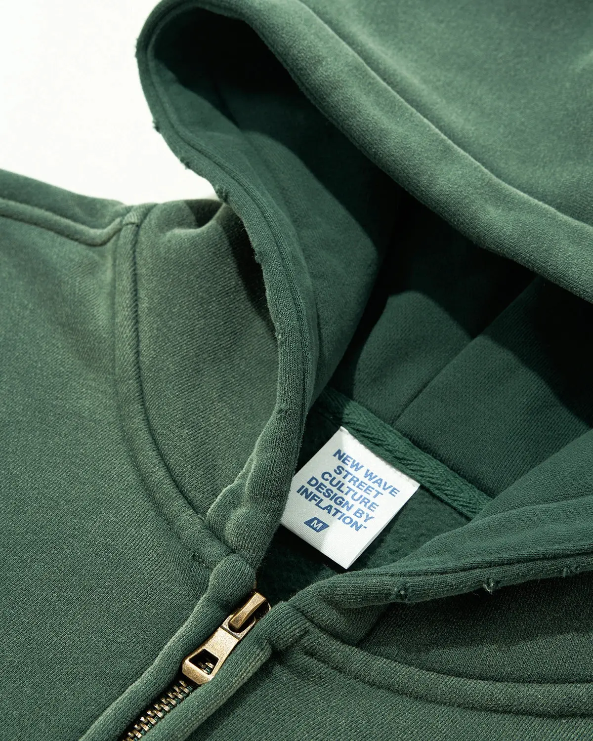 Green Monkey Wash Zip Up Hoodies | Inflation Streetwear - Image 4