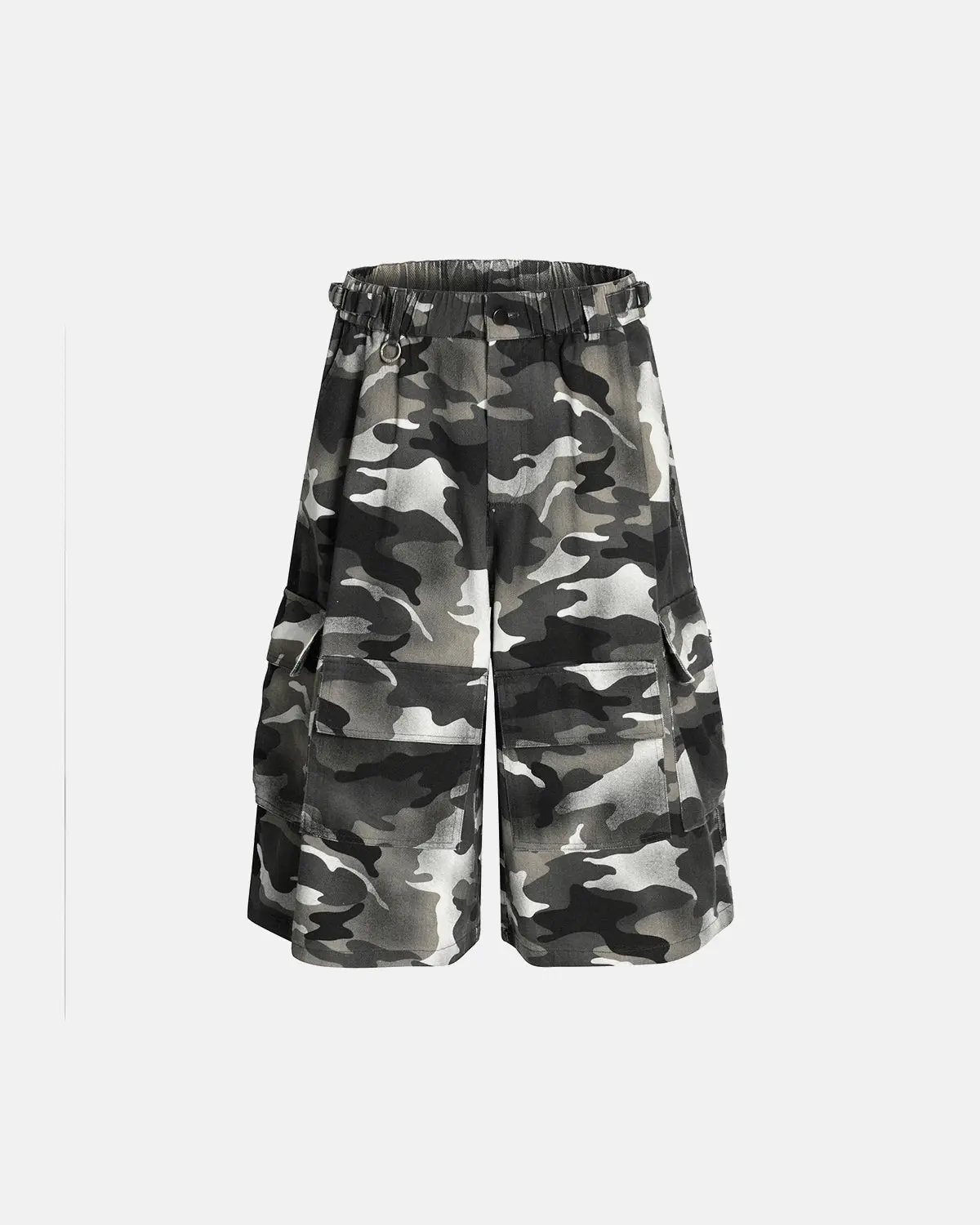 Grey Camo Utility Longline Shorts | Inflation Streetwear