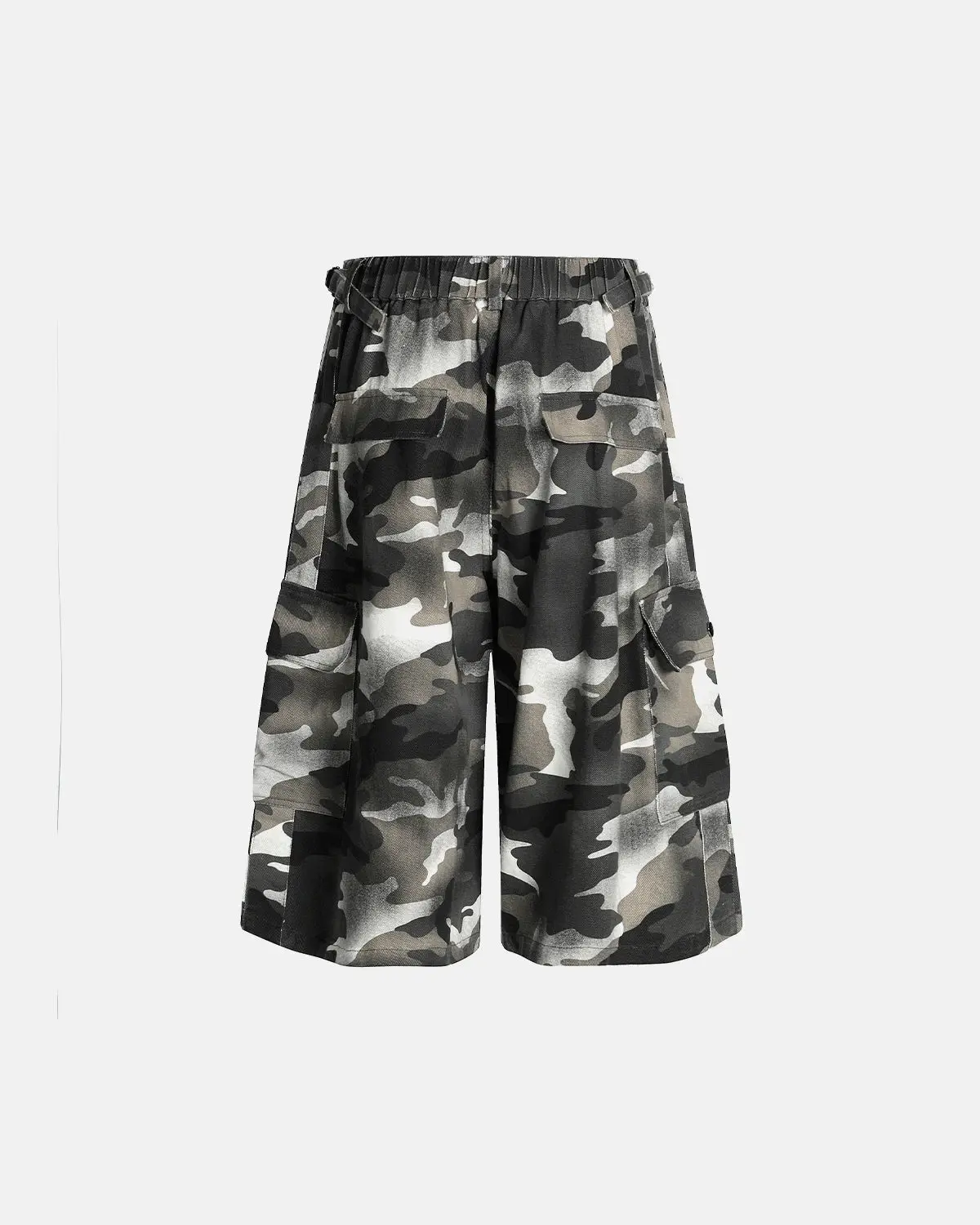 Grey Camo Utility Longline Shorts | Inflation Streetwear - Image 7