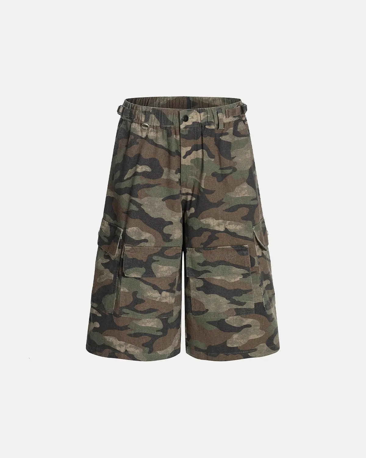 Grey Camo Utility Longline Shorts | Inflation Streetwear - Image 9