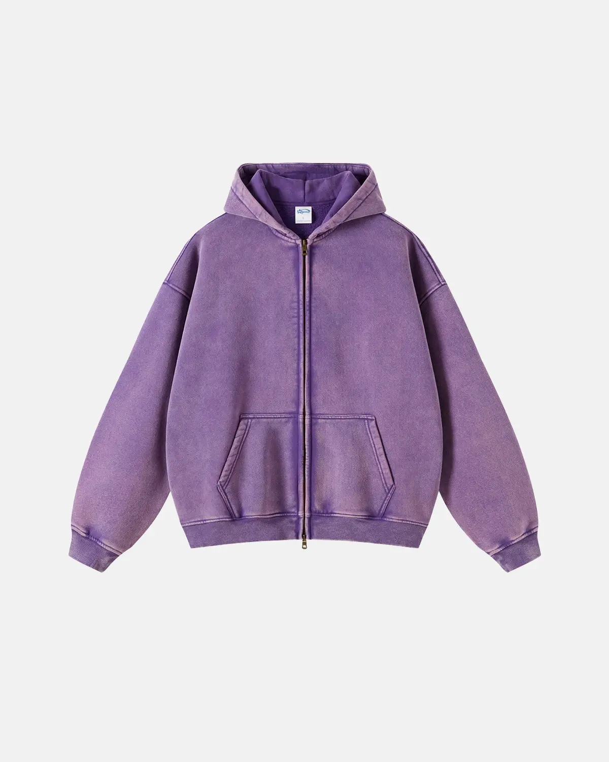 INFLATION Washed Distressed Fleece Zip Up Hoodies - Image 17