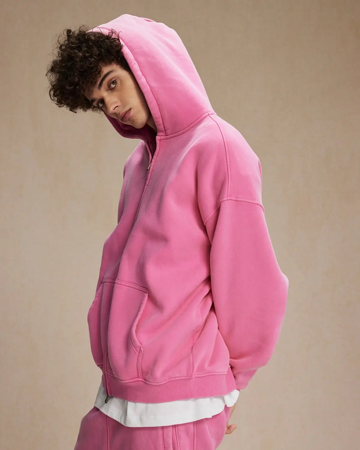 INFLATION Washed Distressed Fleece Zip Up Hoodies - Image 25