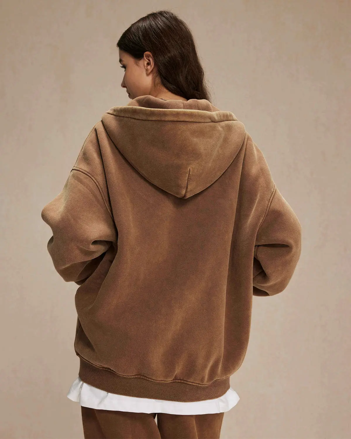 INFLATION Washed Distressed Fleece Zip Up Hoodies - Image 30