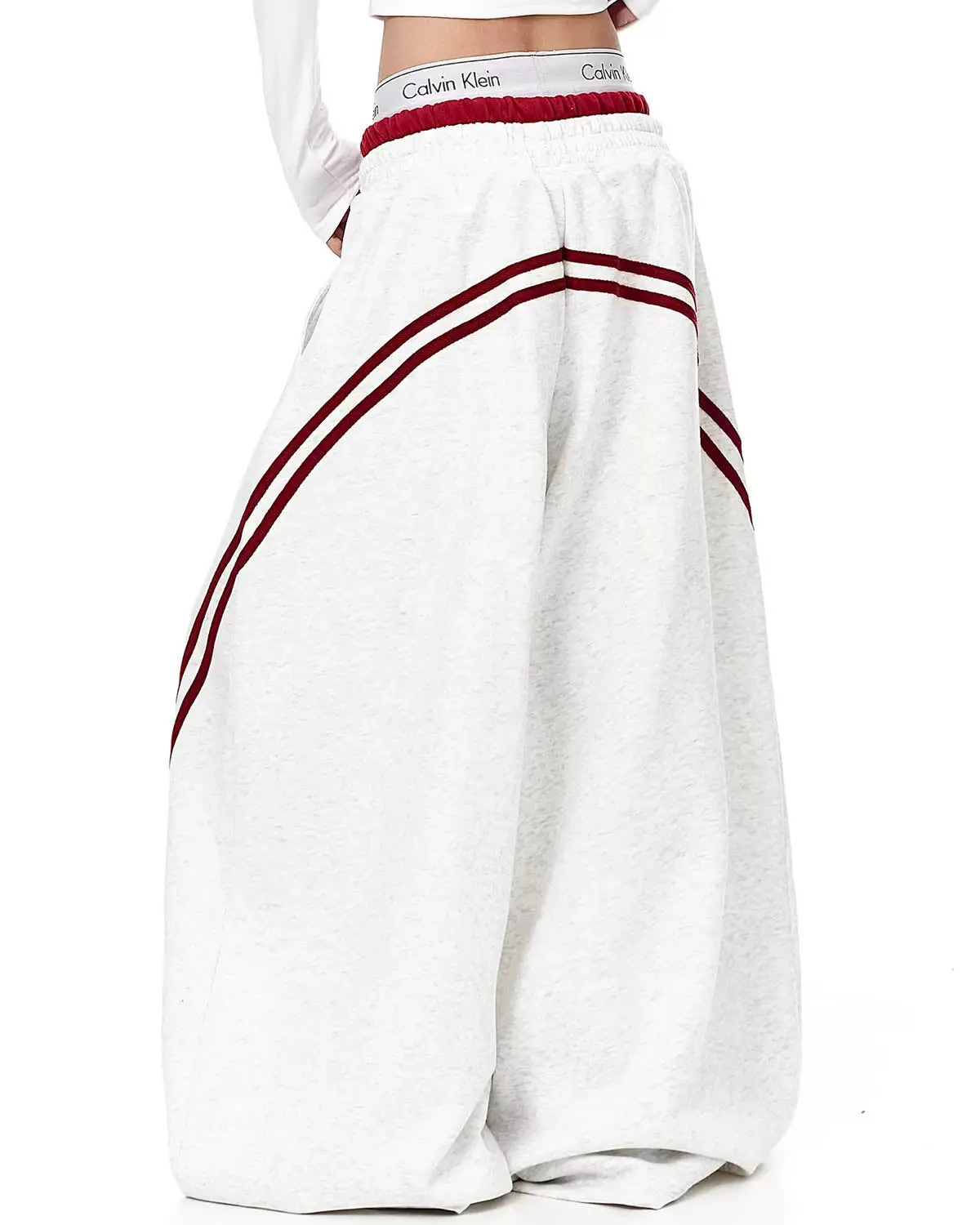 Grey Striped Baggy Sweatpants | Inflation Streetwear - Image 6