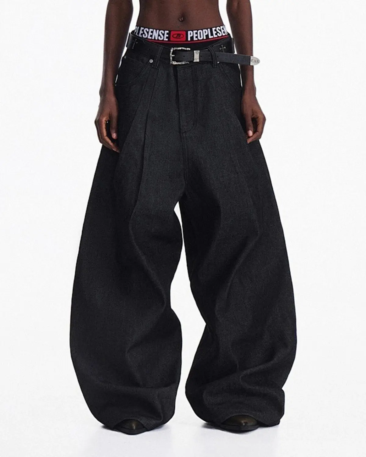 Heavyweight Baggy Raw Wide-Leg Jeans | Inflation Streetwear - Image 2