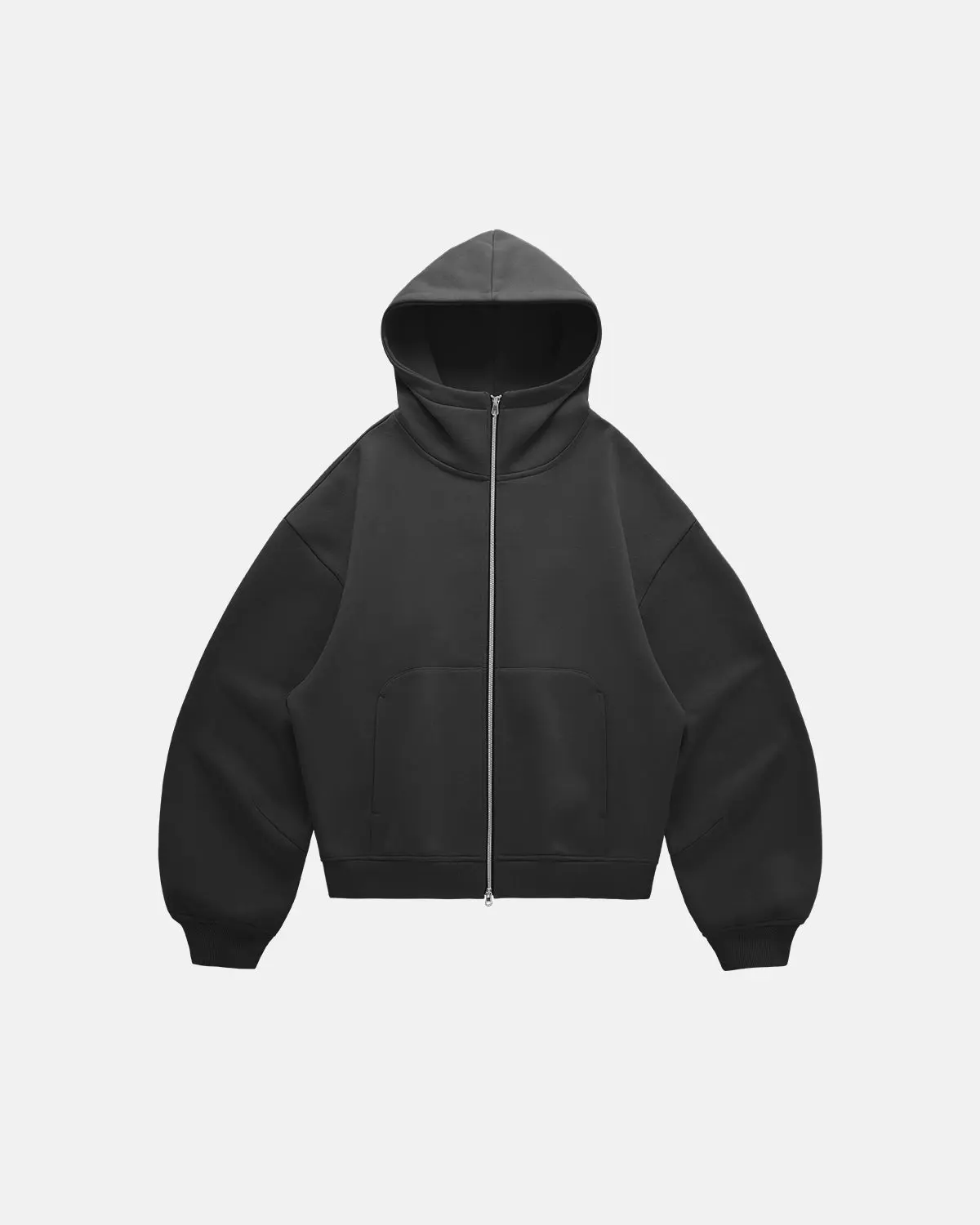 High Collar Fleece Double Zip-Up Hoodies | Inflation Streetwear - Image 4