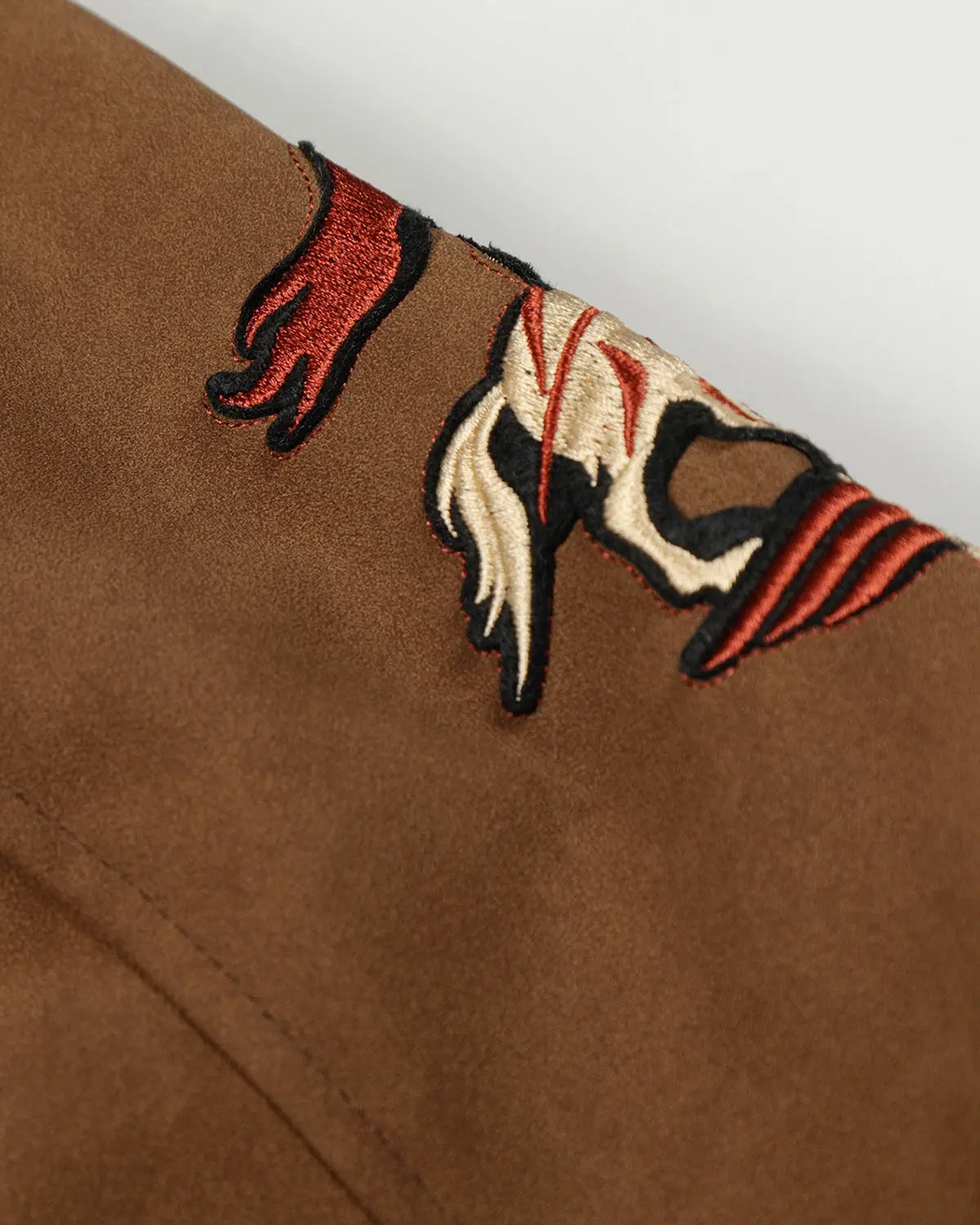 Horse Embroidery Suede Clasp Padded Jacket | Inflation Streetwear - Image 12